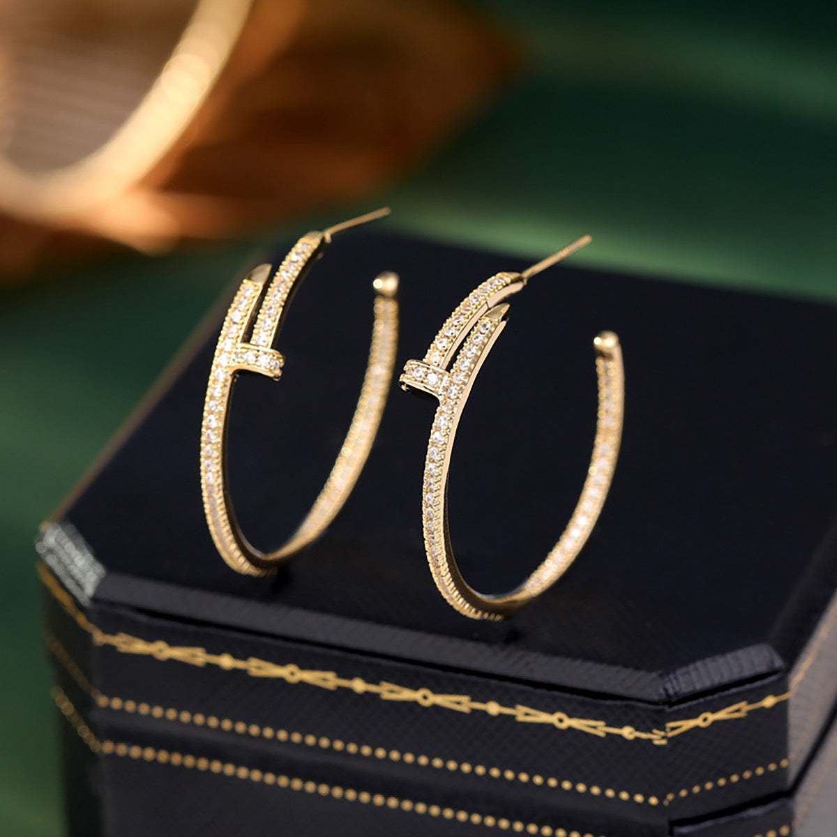 Nail Diamond Hoops