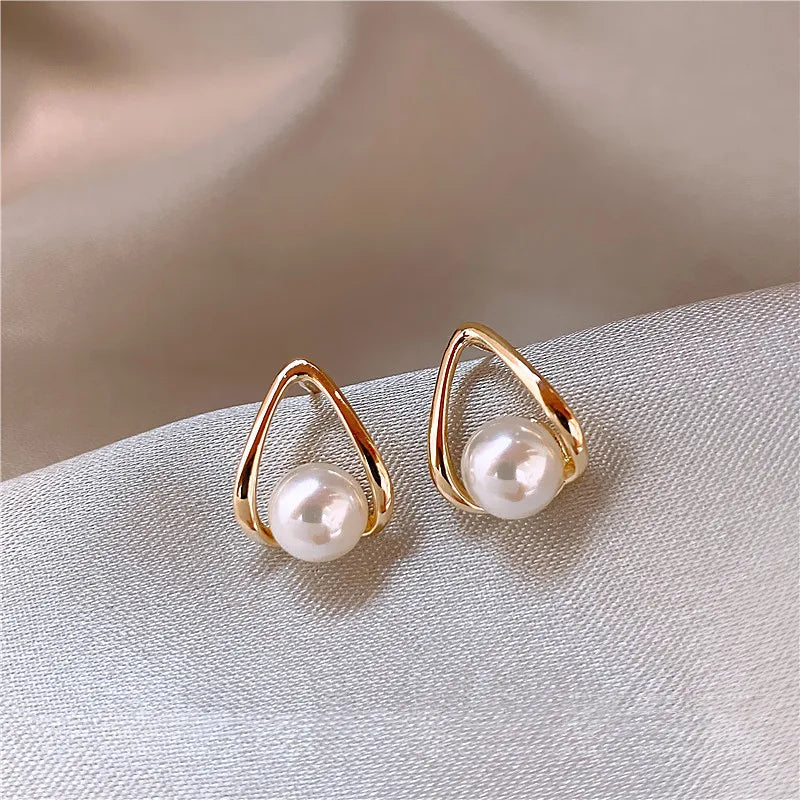 Aura Pearl Drop Stud Earrings