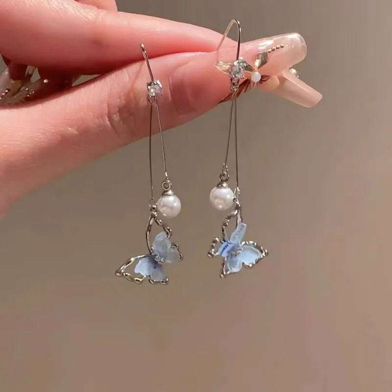 Butterfly Pearl Drop Earrings