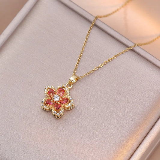 Demure Flower Pendant Necklace