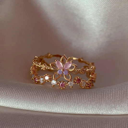 Demure Double Layered Flower Ring