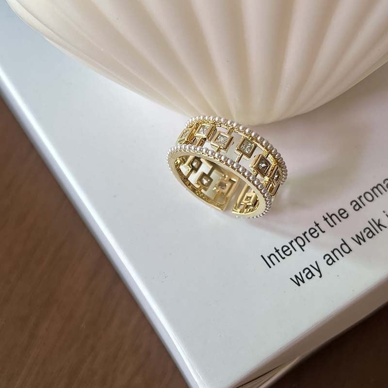 Korean Pearl Square Ring