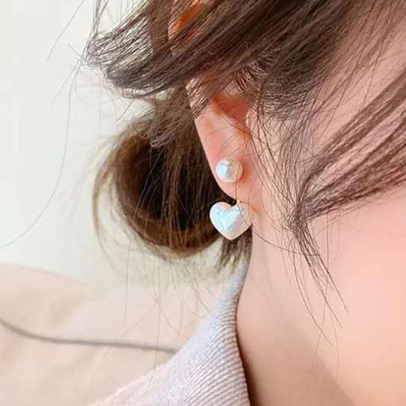 Pearl Heart Drop Earrings