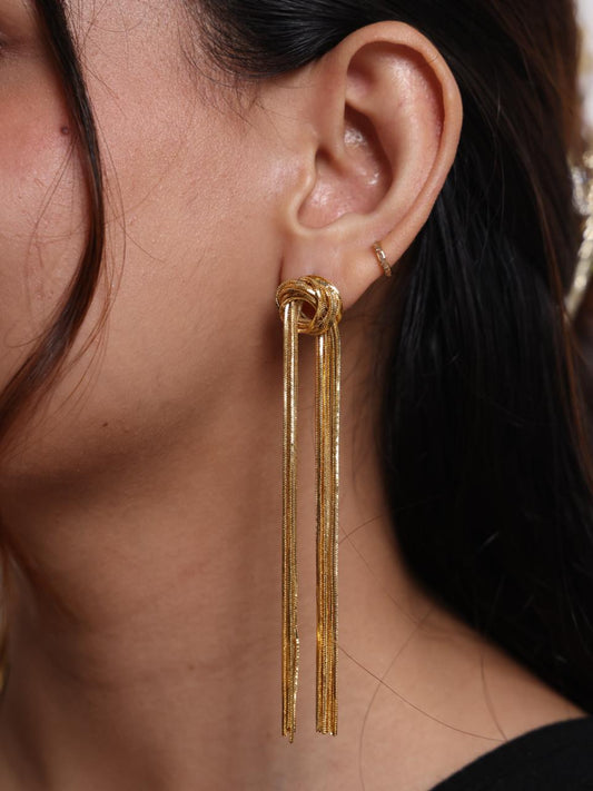 Golden Knot Fringe Earrings