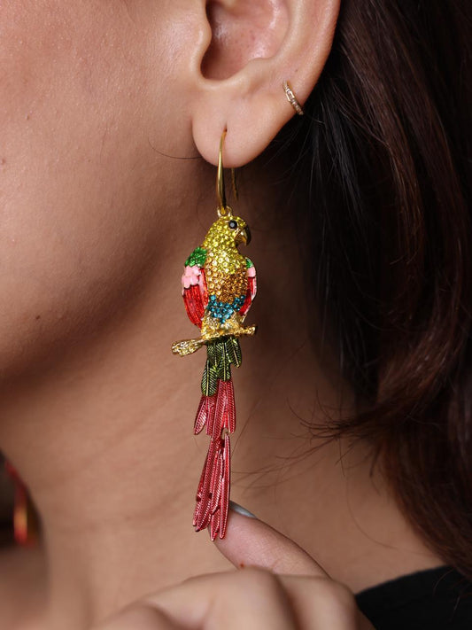 Tropical Parrot Dangle Earrings
