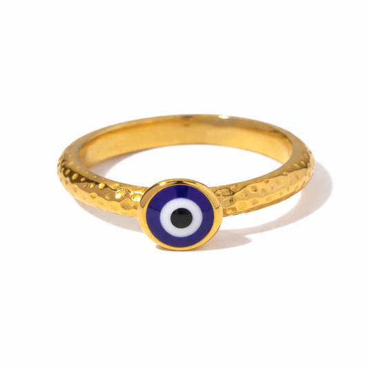 Gold Evil Eye Protection Ring – Minimalist Nazar Ring